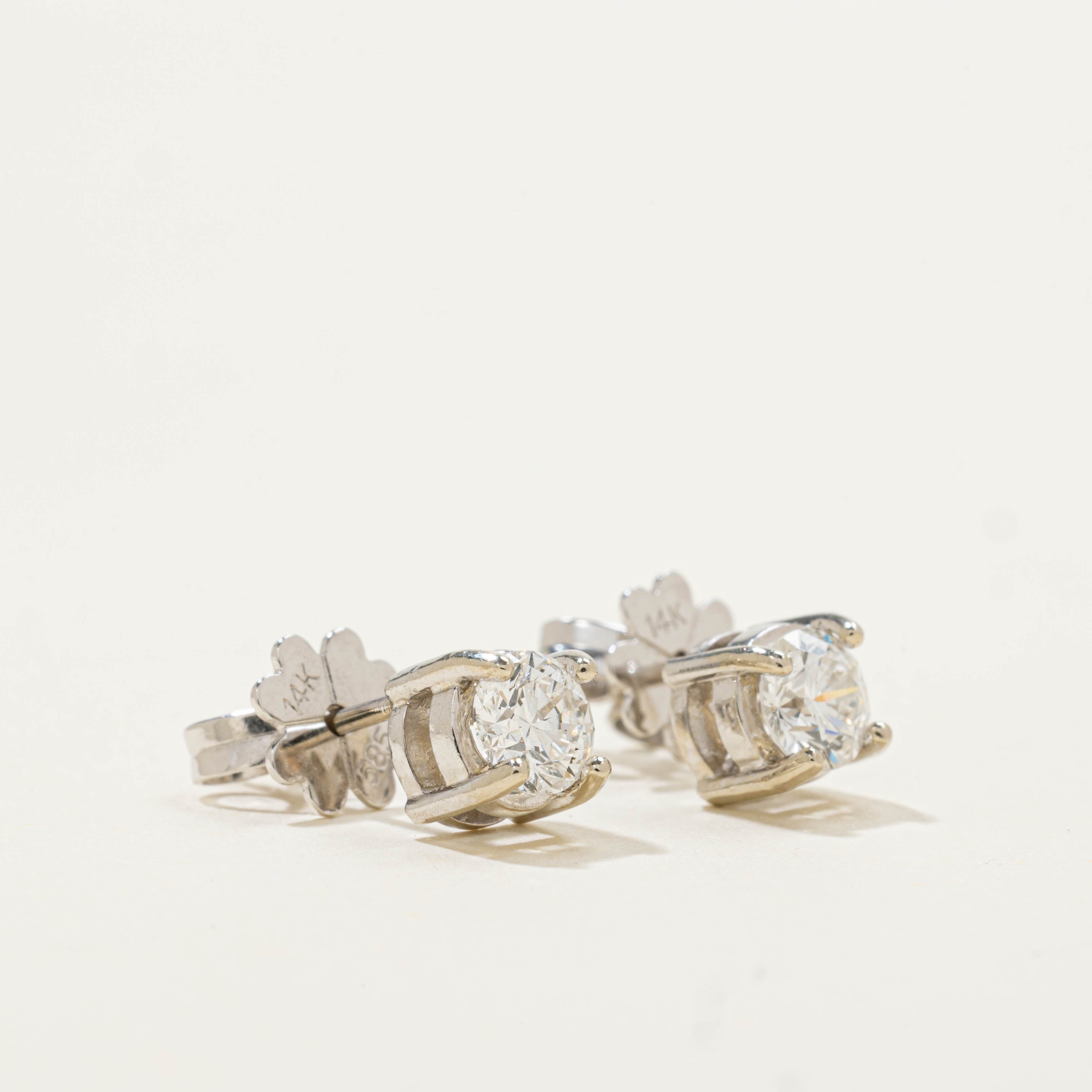 Canadian Diamond Leaf Backed Studs | 0.60ctw SI2 F