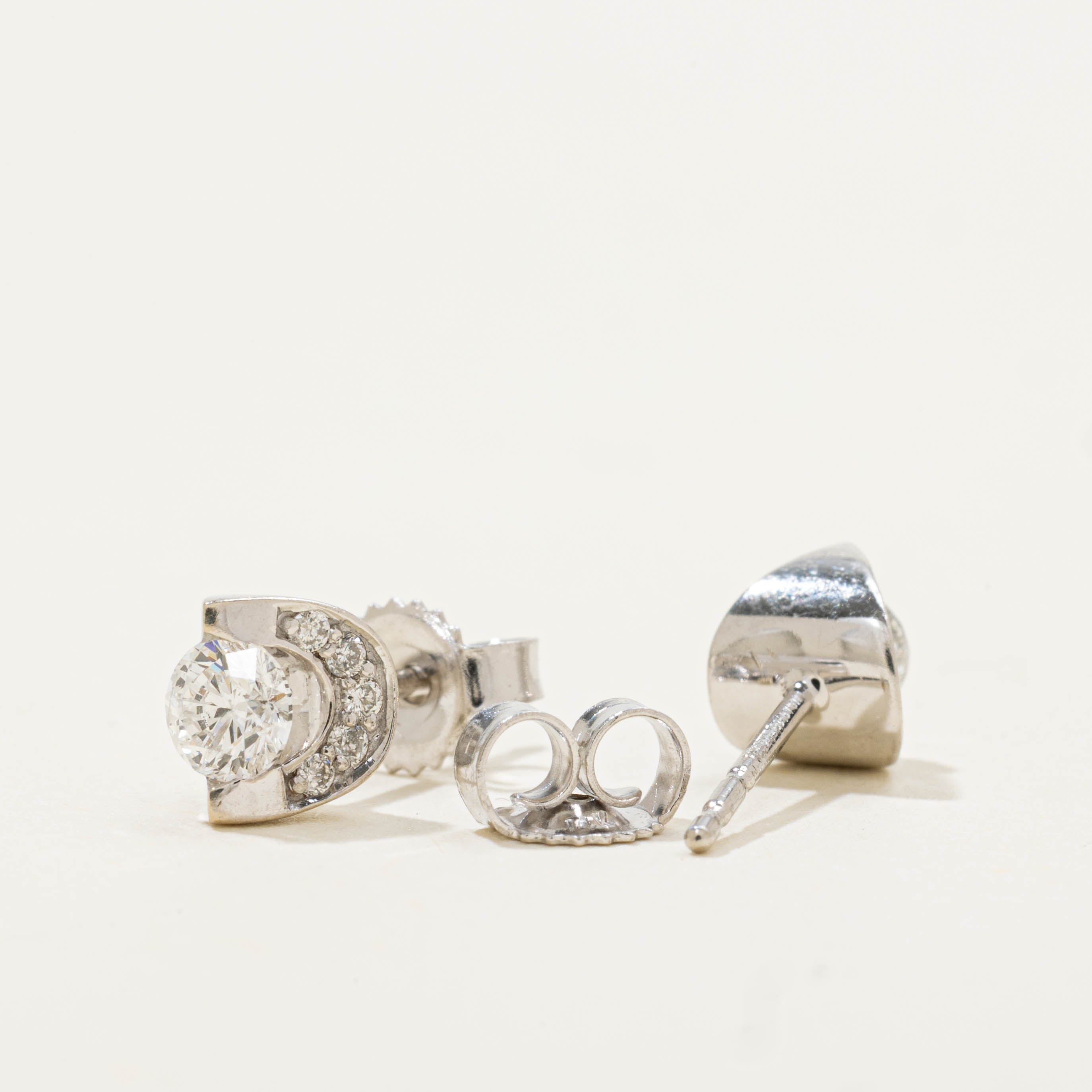 14k Tension Set Diamond Halo Studs | 0.50ctw
