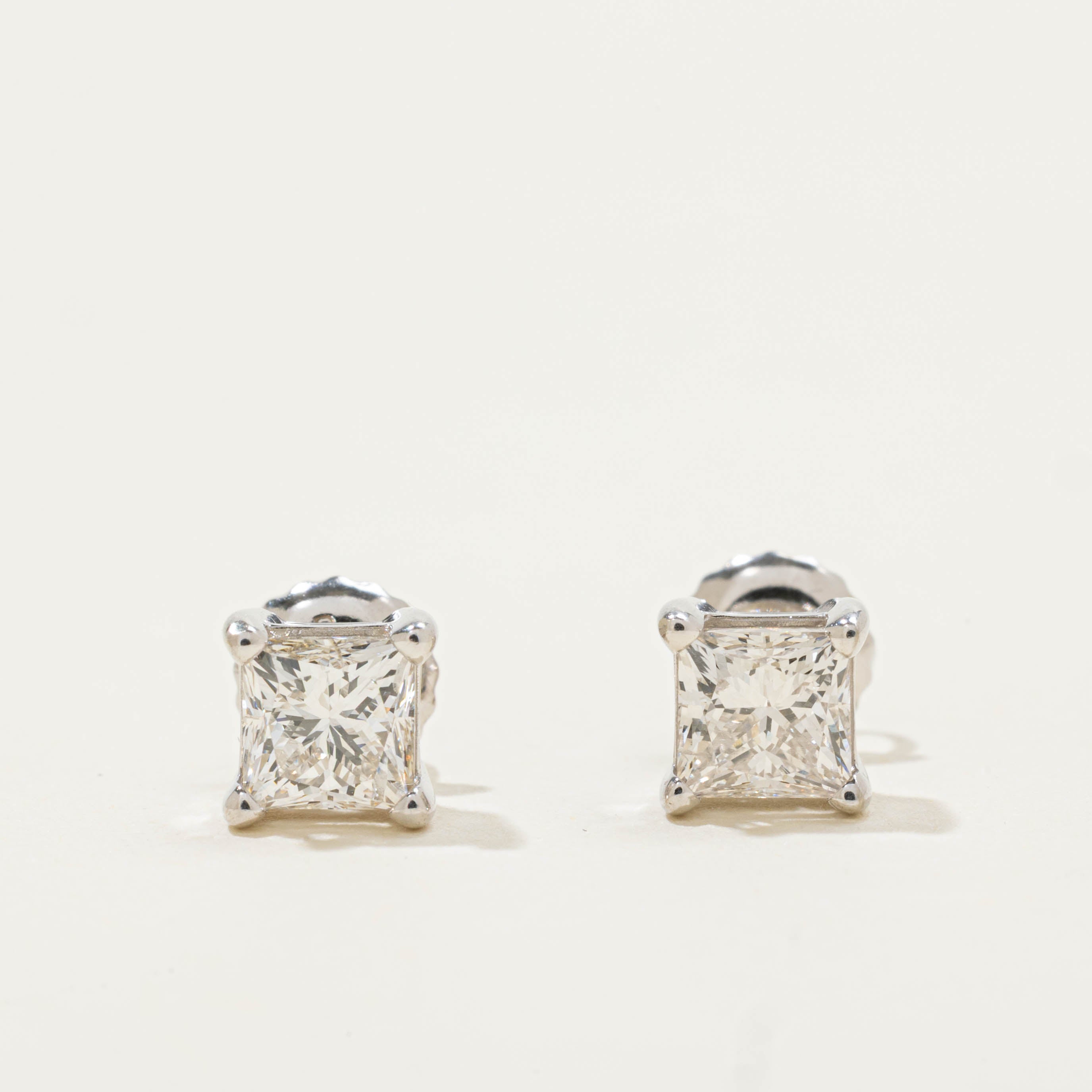 14k Princess Cut Diamond Studs | 1.06ctw SI2/I1 H/I