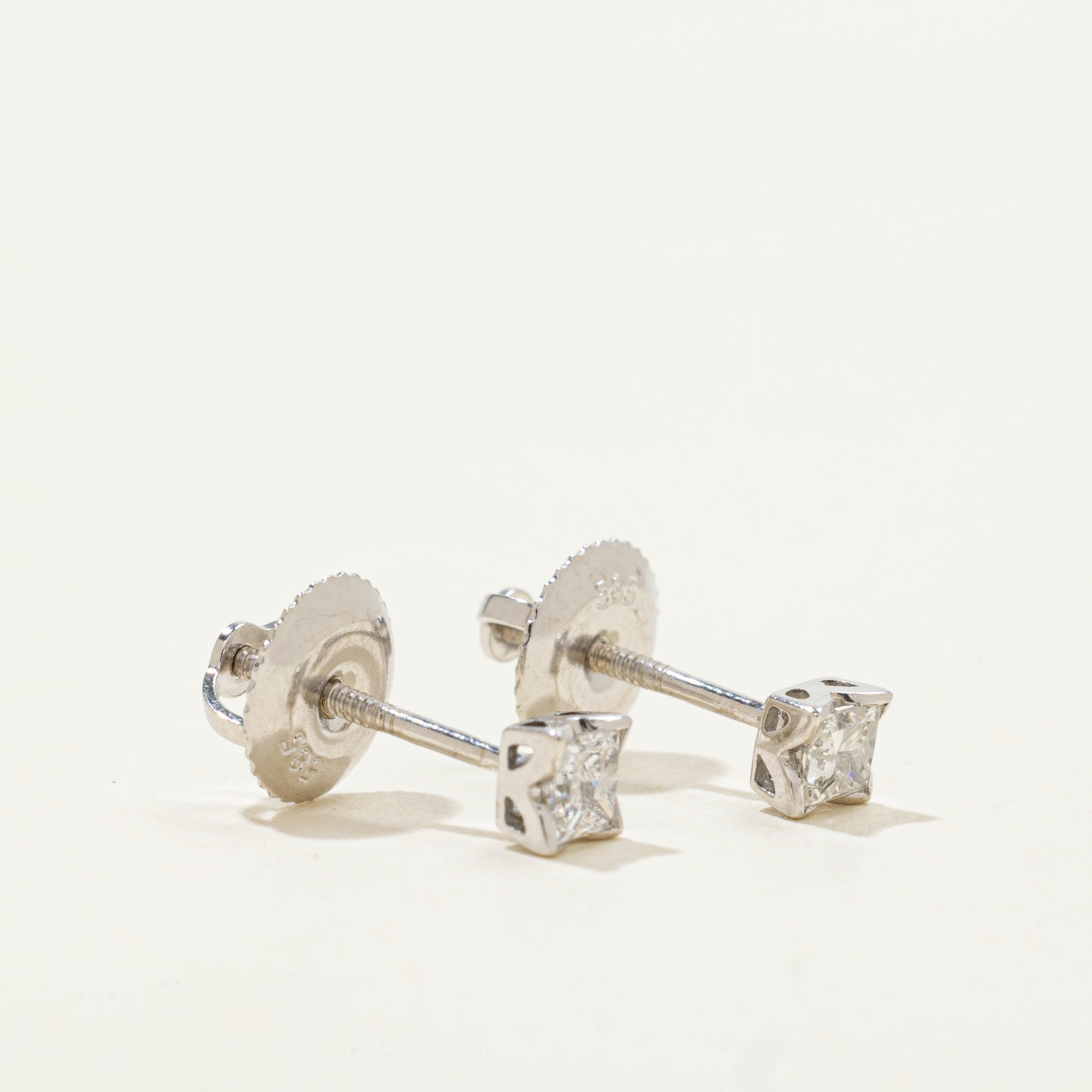14k Princess Cut Diamond Studs | 0.38ctw