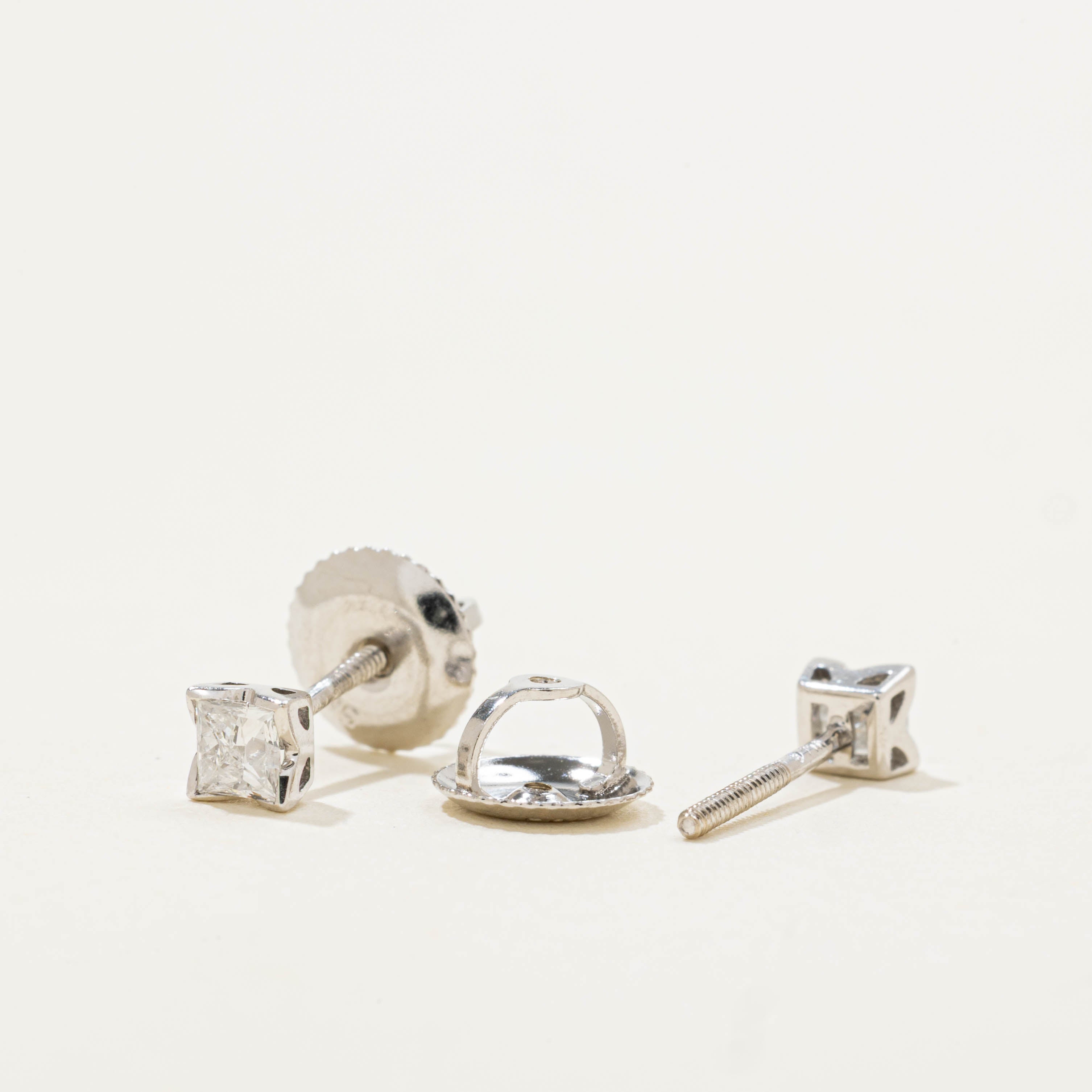 14k Princess Cut Diamond Studs | 0.38ctw