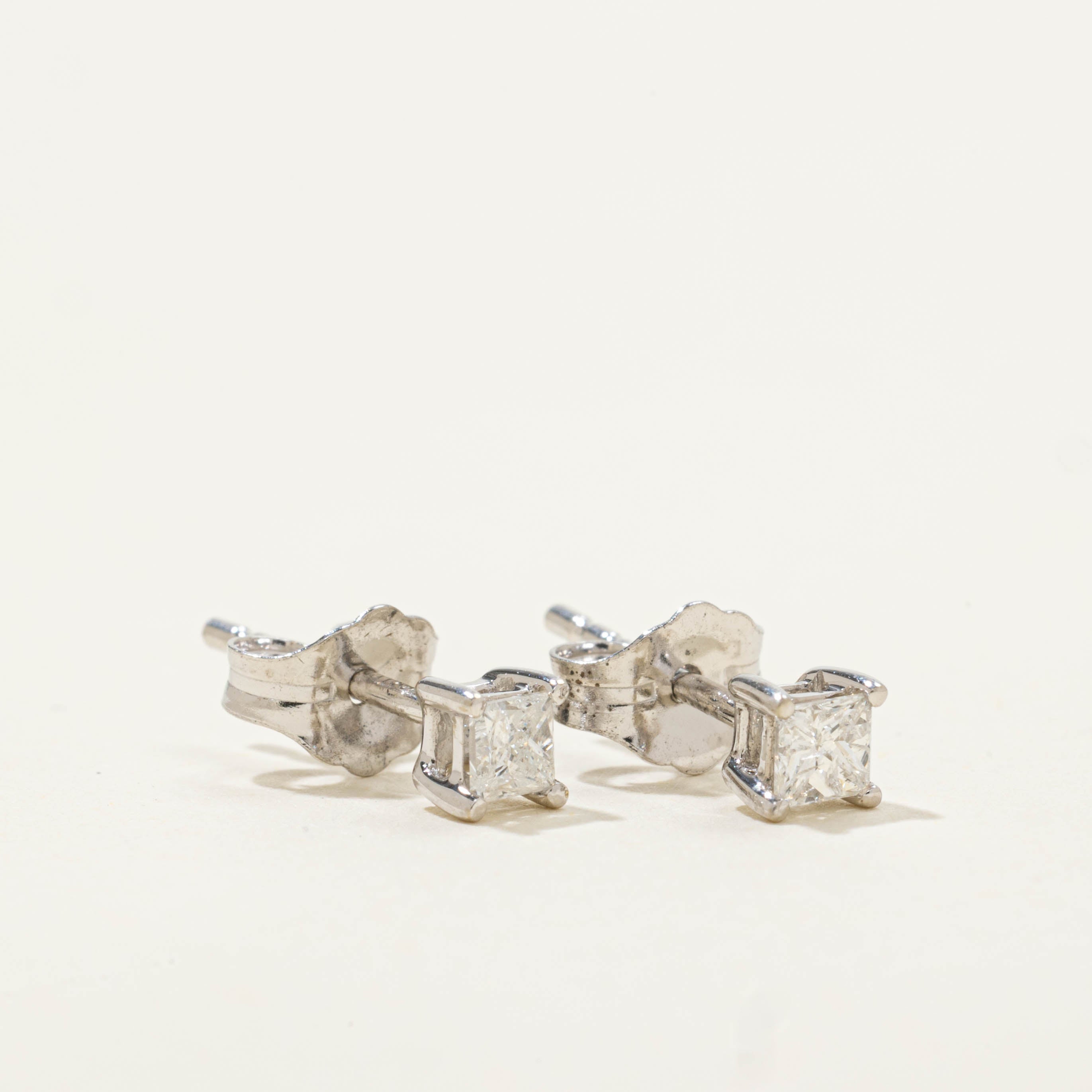 10k Princess Cut Diamond Studs | 0.38ctw