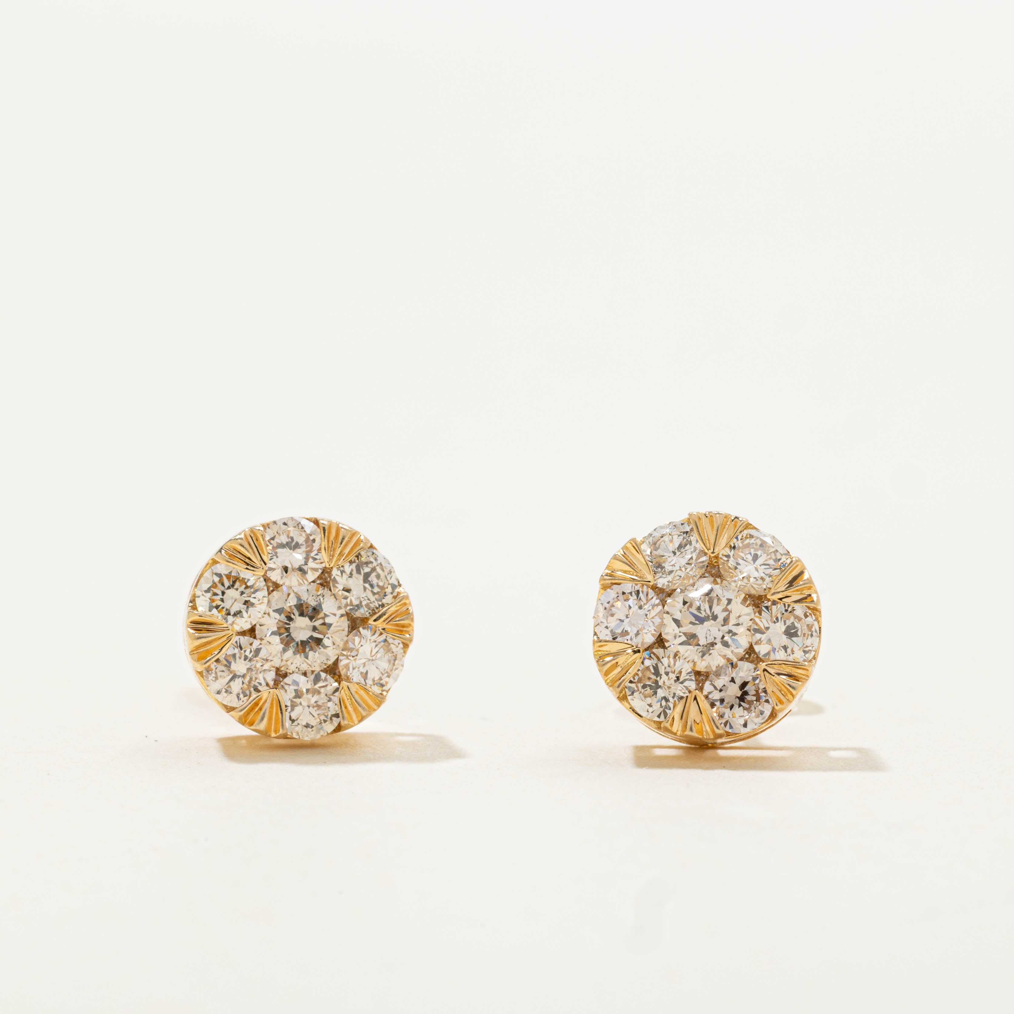 18k Diamond Daisy Cluster Studs | 1.20ctw
