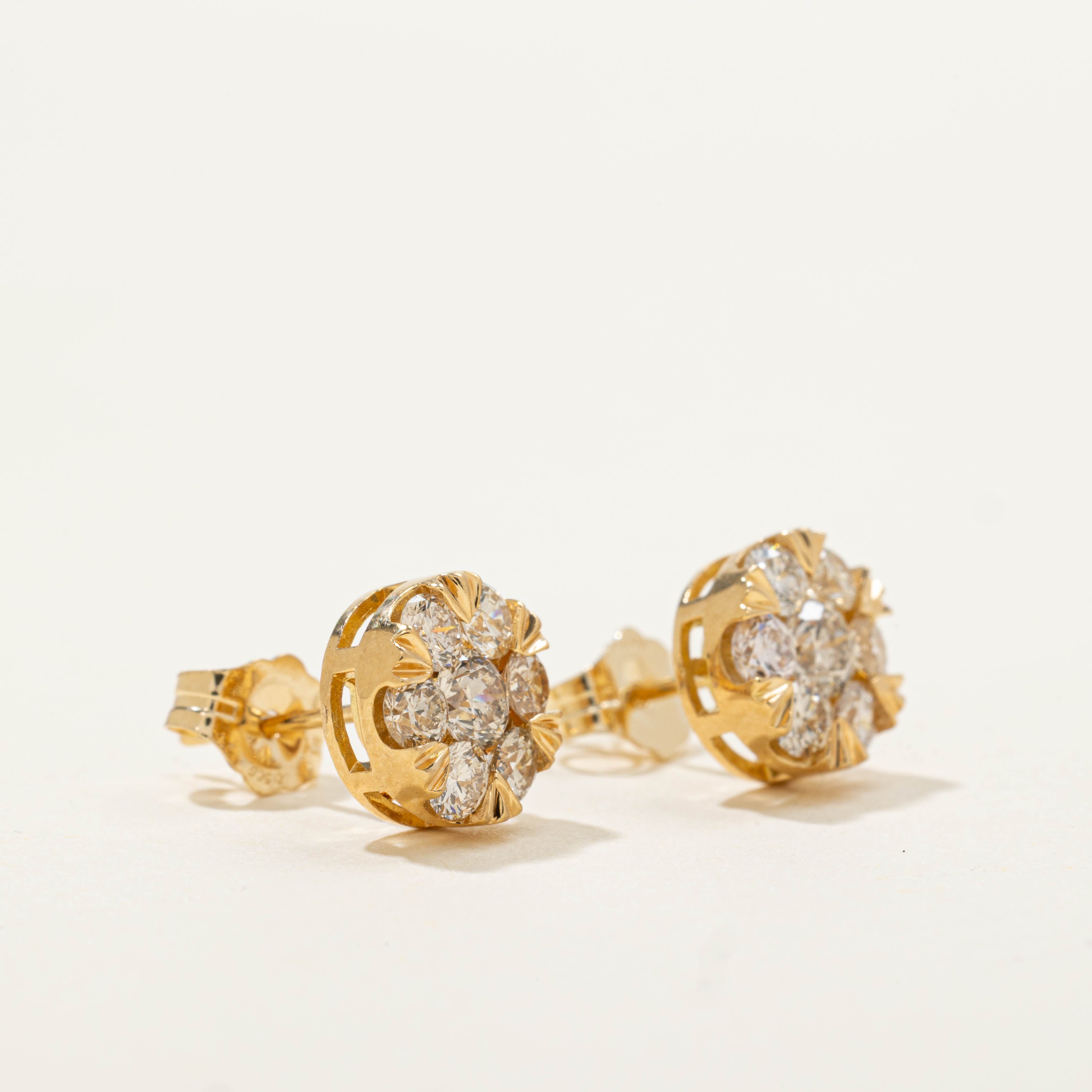 18k Diamond Daisy Cluster Studs | 1.20ctw