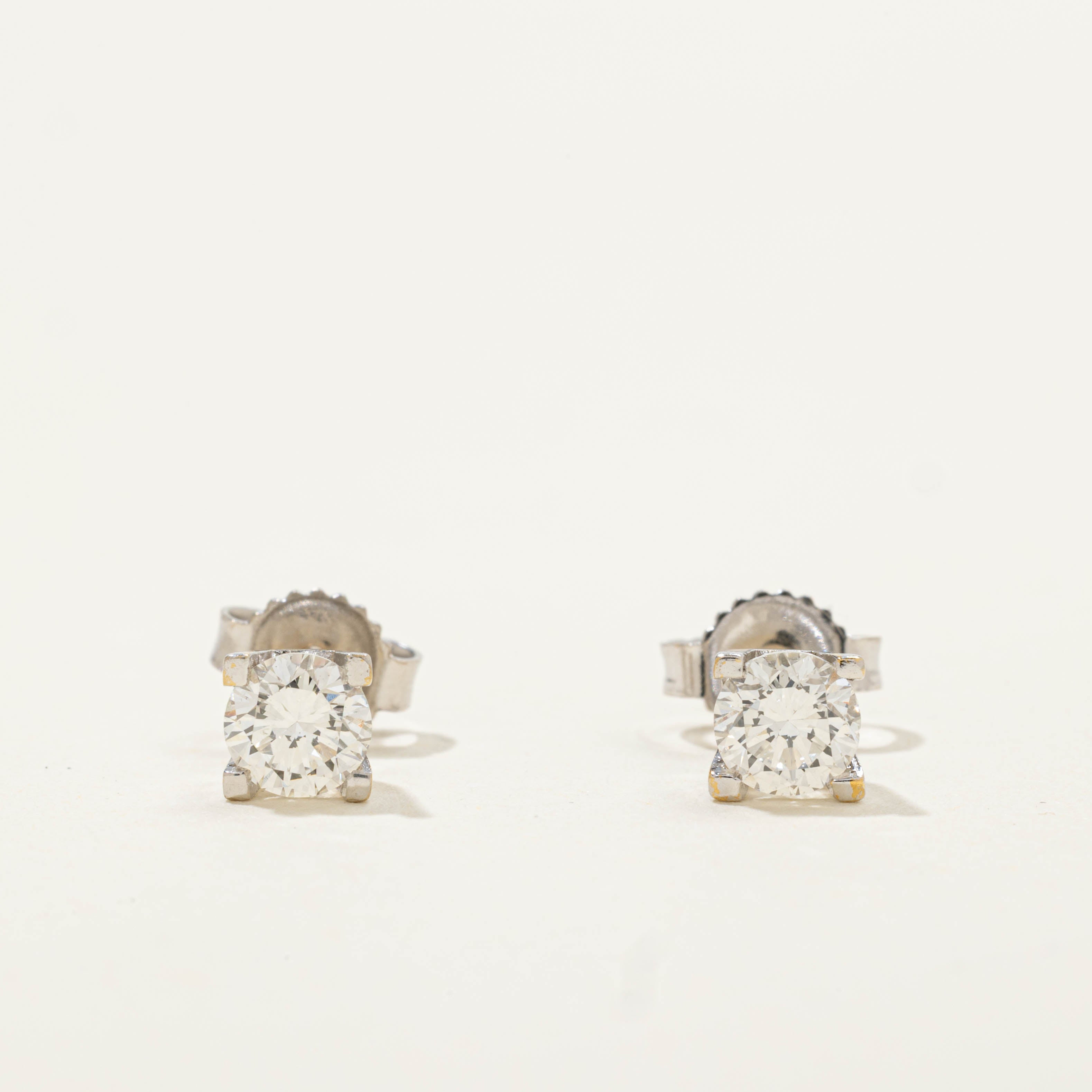 14k Solitaire Diamond Studs | 0.60ctw SI1/SI2 J