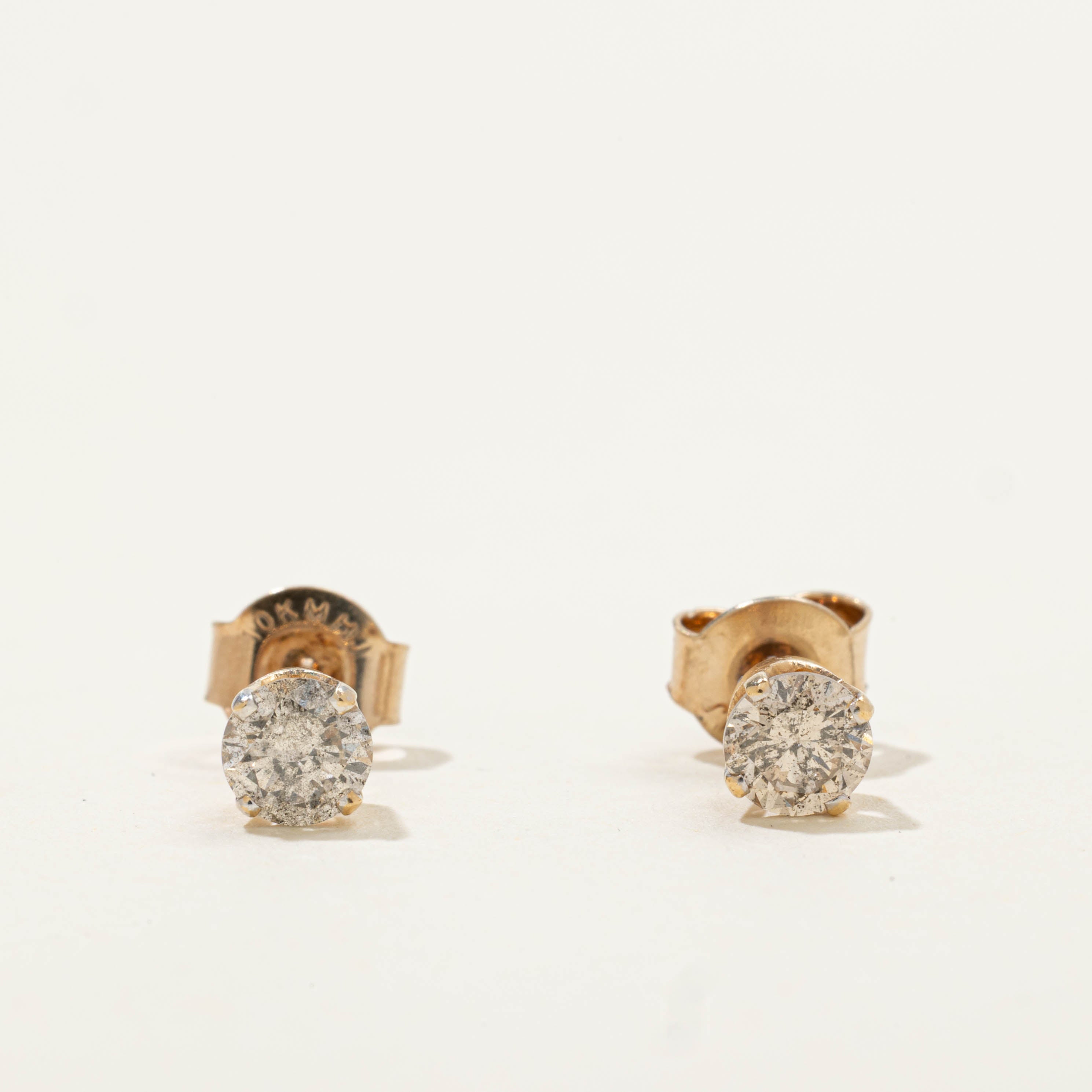 10k Solitaire Diamond Studs | 0.59ctw I2 K