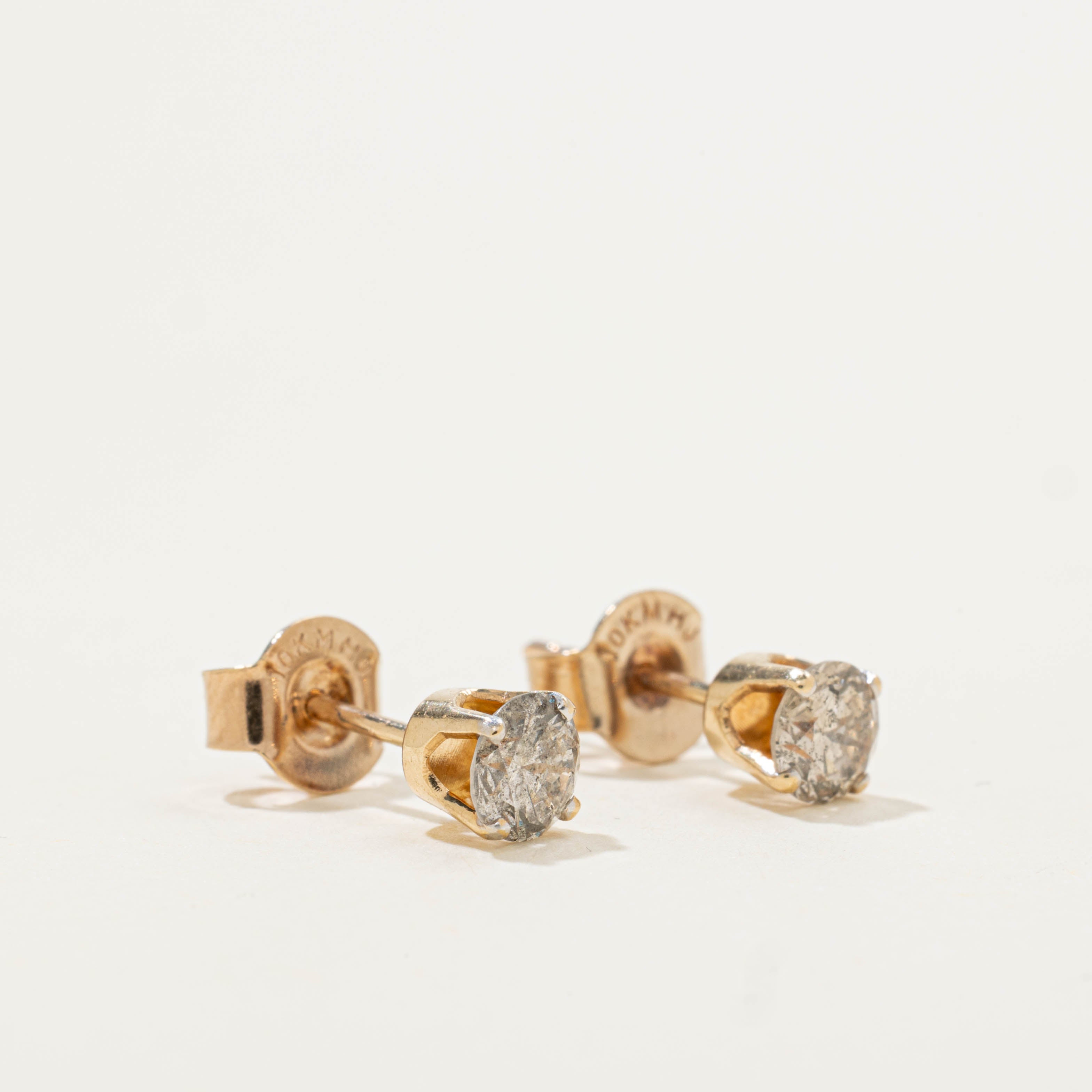 10k Solitaire Diamond Studs | 0.59ctw I2 K