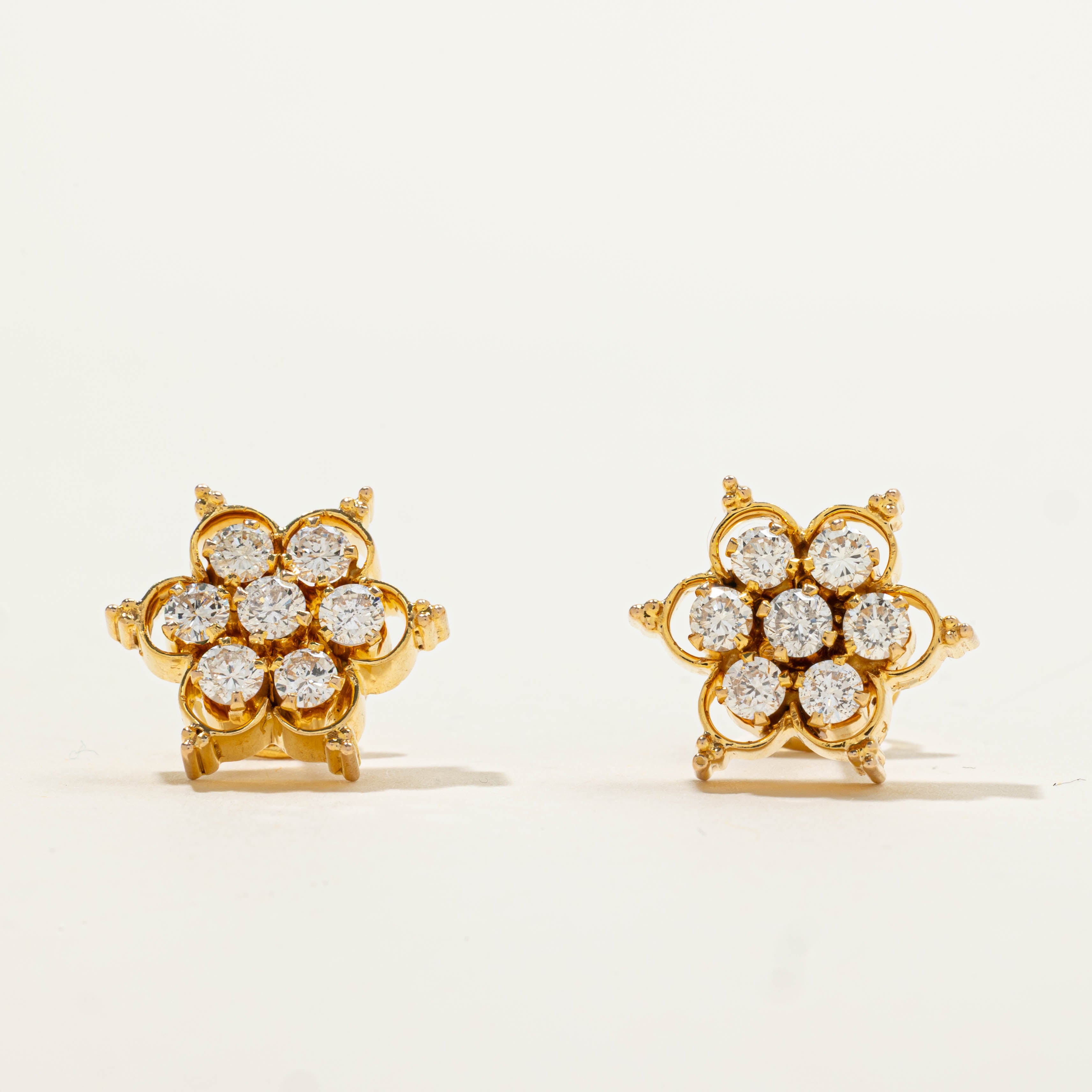 18k Diamond Daisy Cluster Earrings | 1.68ctw