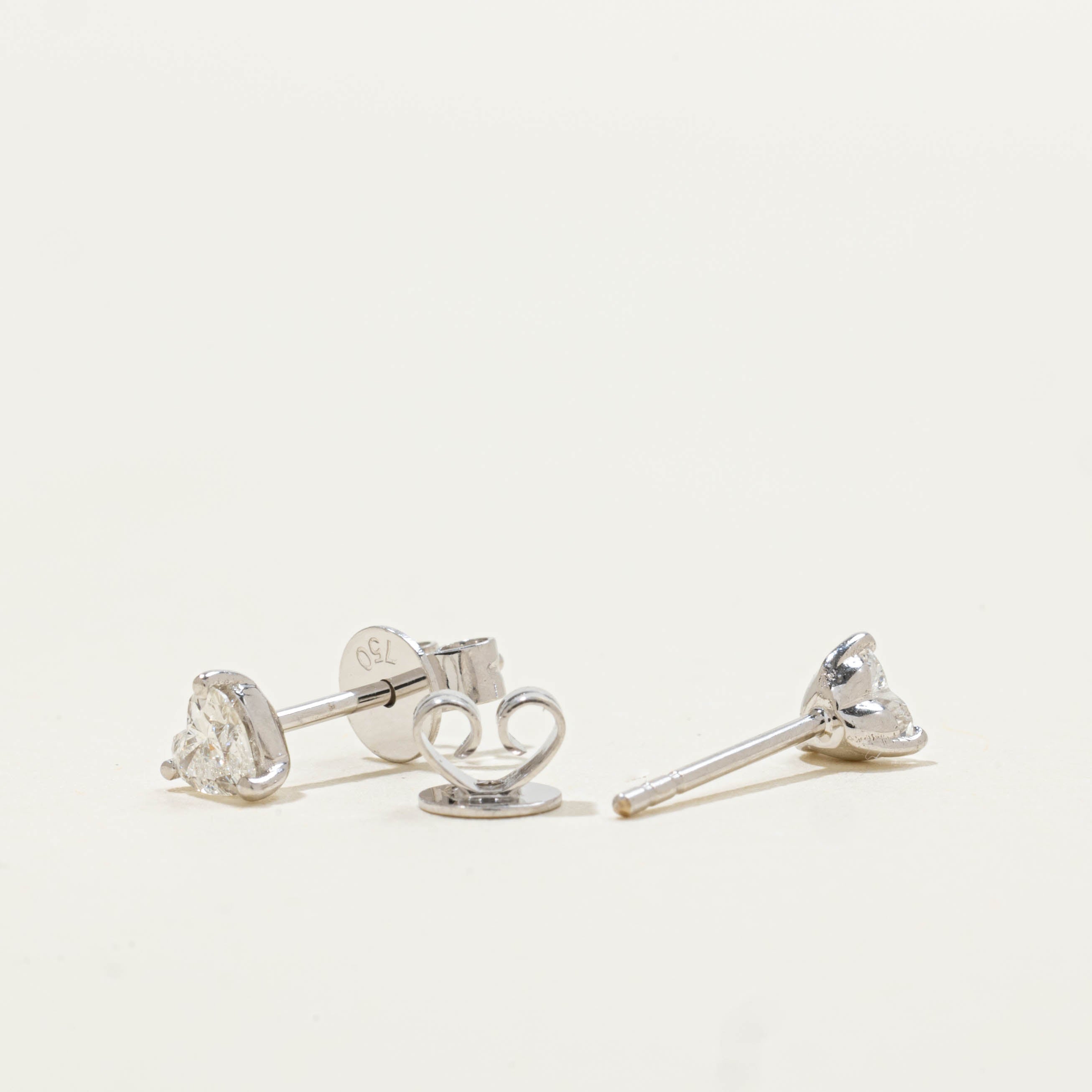 18k Heart Cut Diamond Studs | 0.52ctw