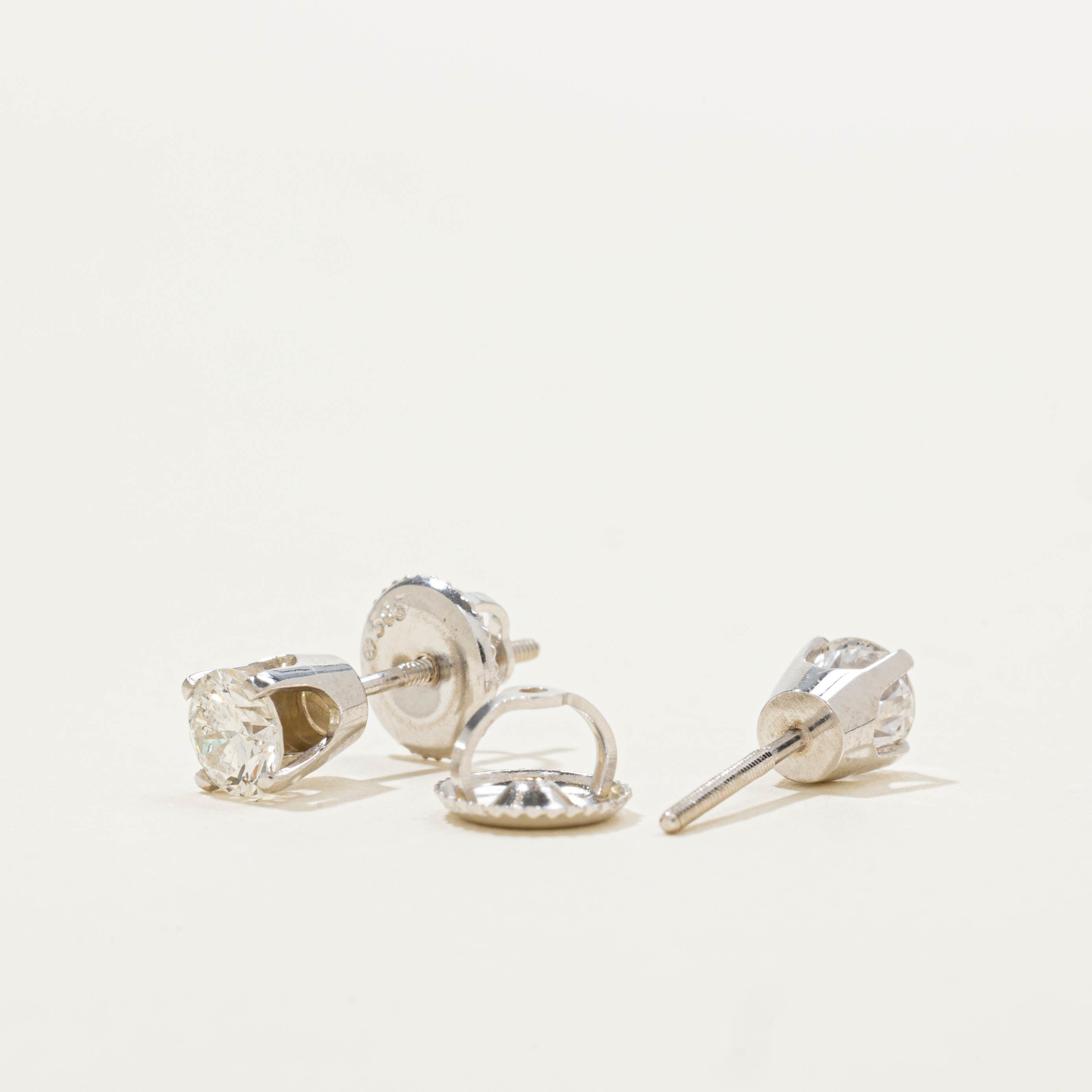 14k Solitaire Diamond Studs | 0.54ctw I1 H
