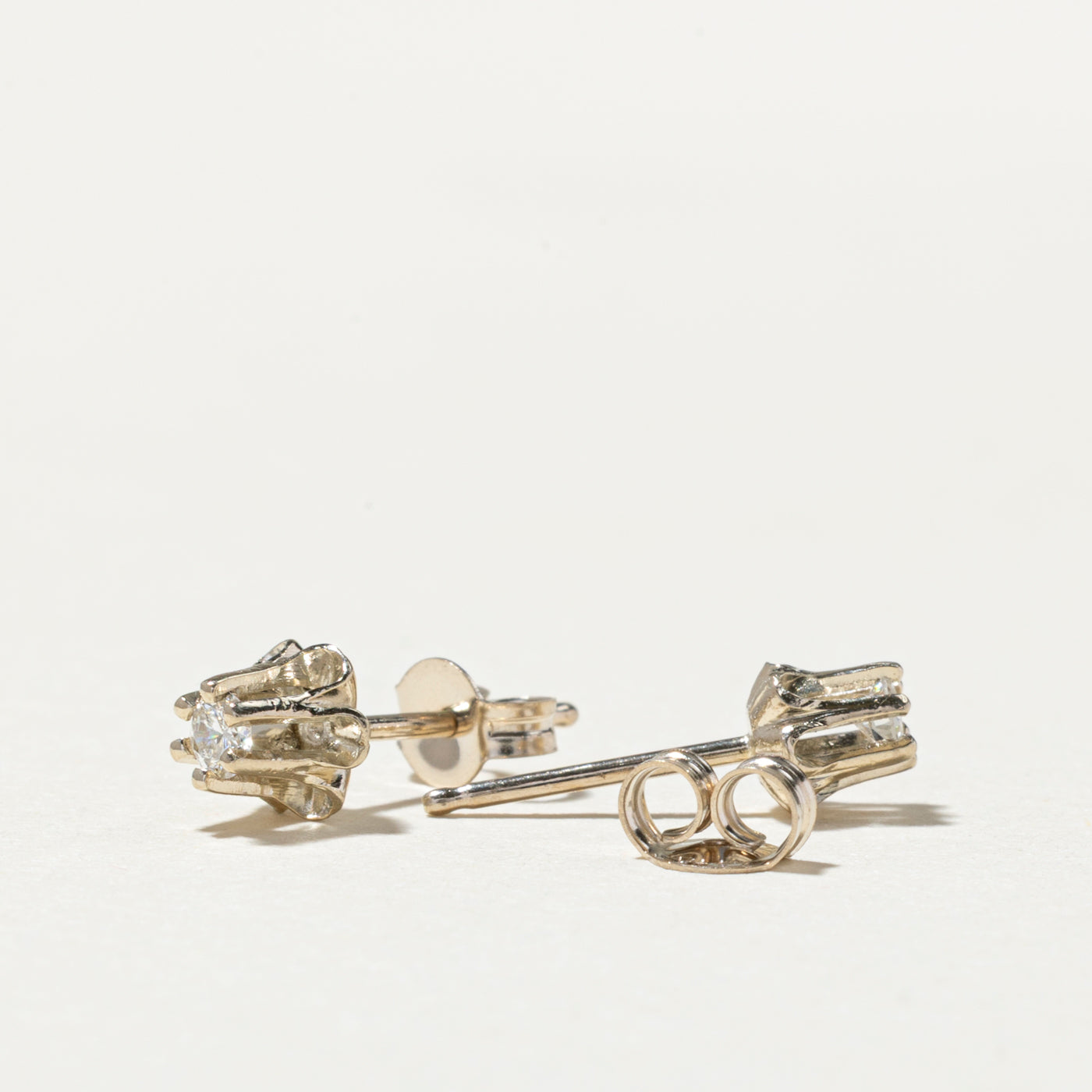 Belcher Set Diamond Peite Stud Earrings | 0.10ctw
