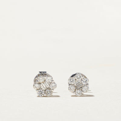 Mixed Cut Diamond Cluster Stud Earrings | 0.66ctw