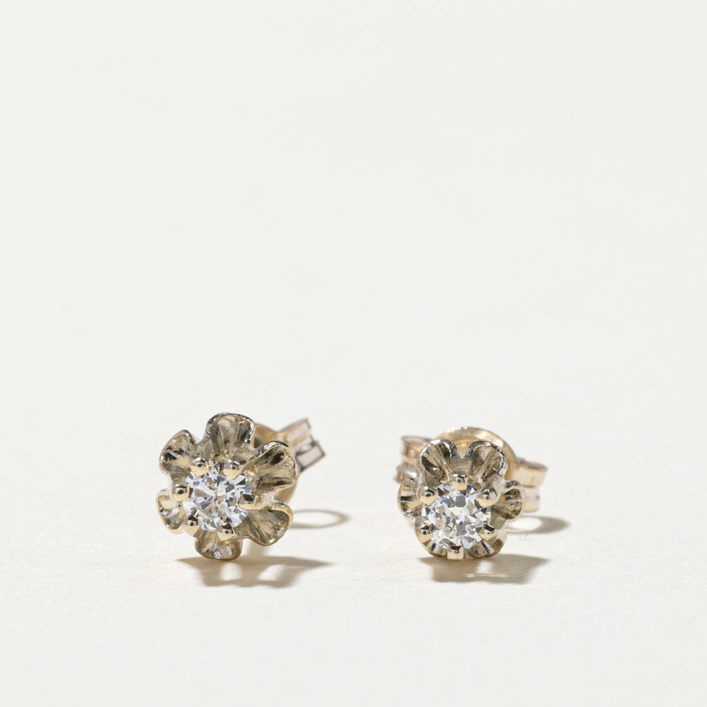 Belcher Set Diamond Peite Stud Earrings | 0.10ctw