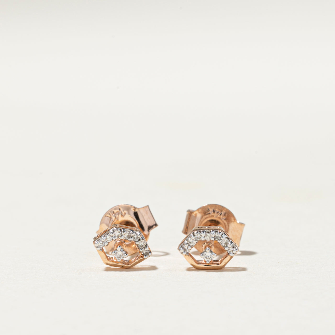 Diamond Hexagon Stud Earrings | 0.05ctw