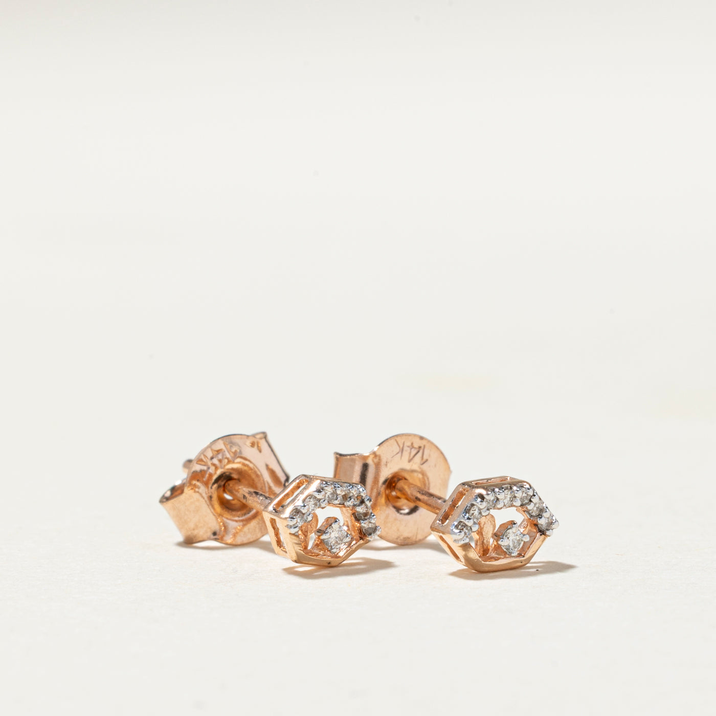 Diamond Hexagon Stud Earrings | 0.05ctw