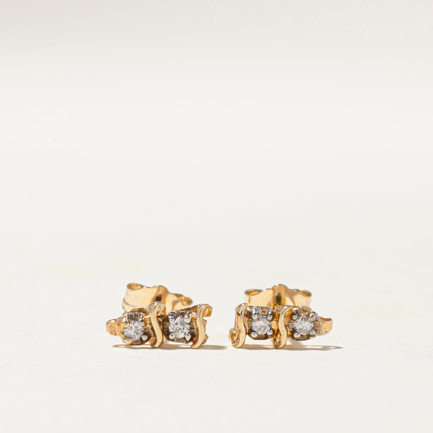 Two Stone Diamond Stud Earrings | 0.08ctw