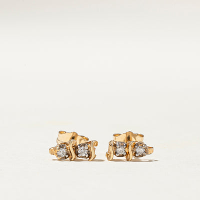 Two Stone Diamond Stud Earrings | 0.08ctw