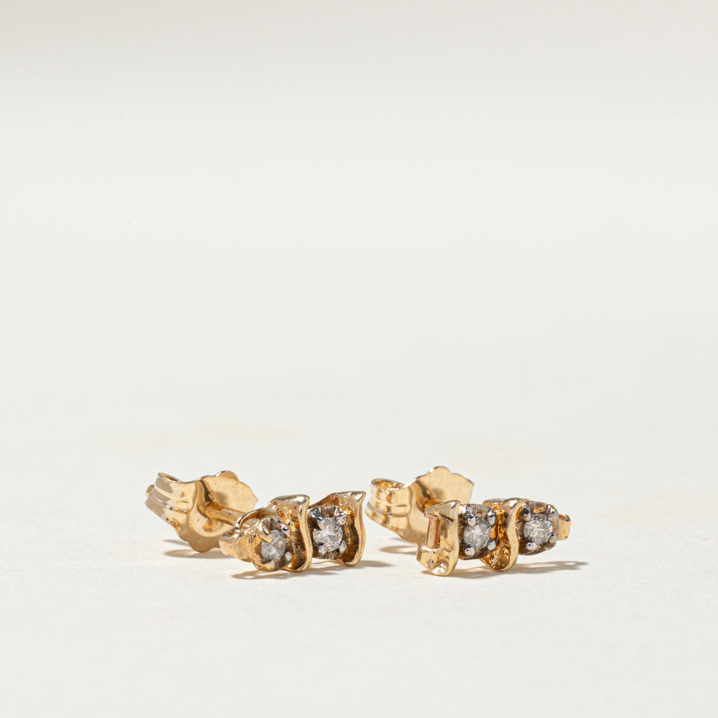 Two Stone Diamond Stud Earrings | 0.08ctw