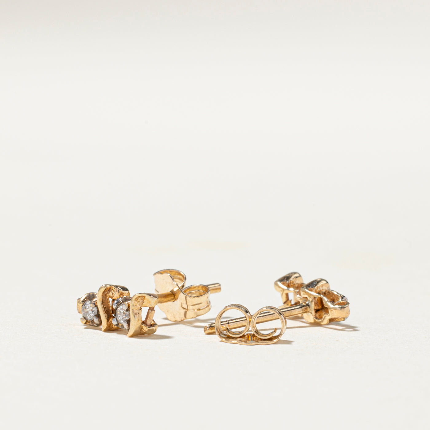 Two Stone Diamond Stud Earrings | 0.08ctw