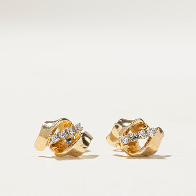 Diamond Twisted Stud Earrings | 0.10ctw
