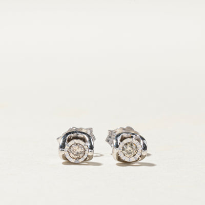 Solitaire Illusion Set Diamond Stud Earrings | 0.08ctw