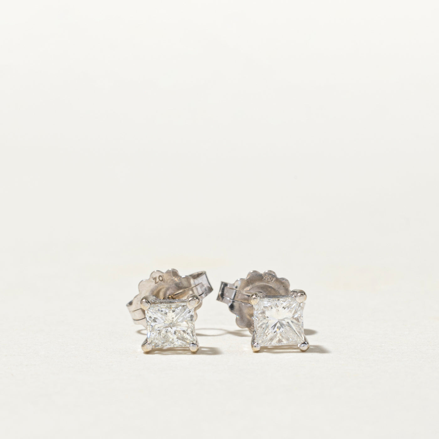 Solitaire Princess Cut Diamond Stud Earrings | 0.59ctw