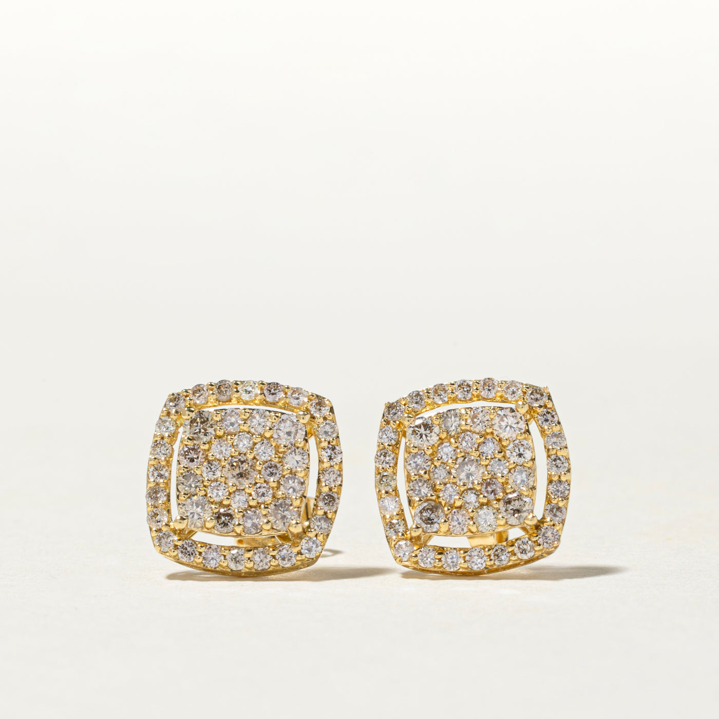 Diamond Cluster Halo Stud Earrings | 1.00ctw