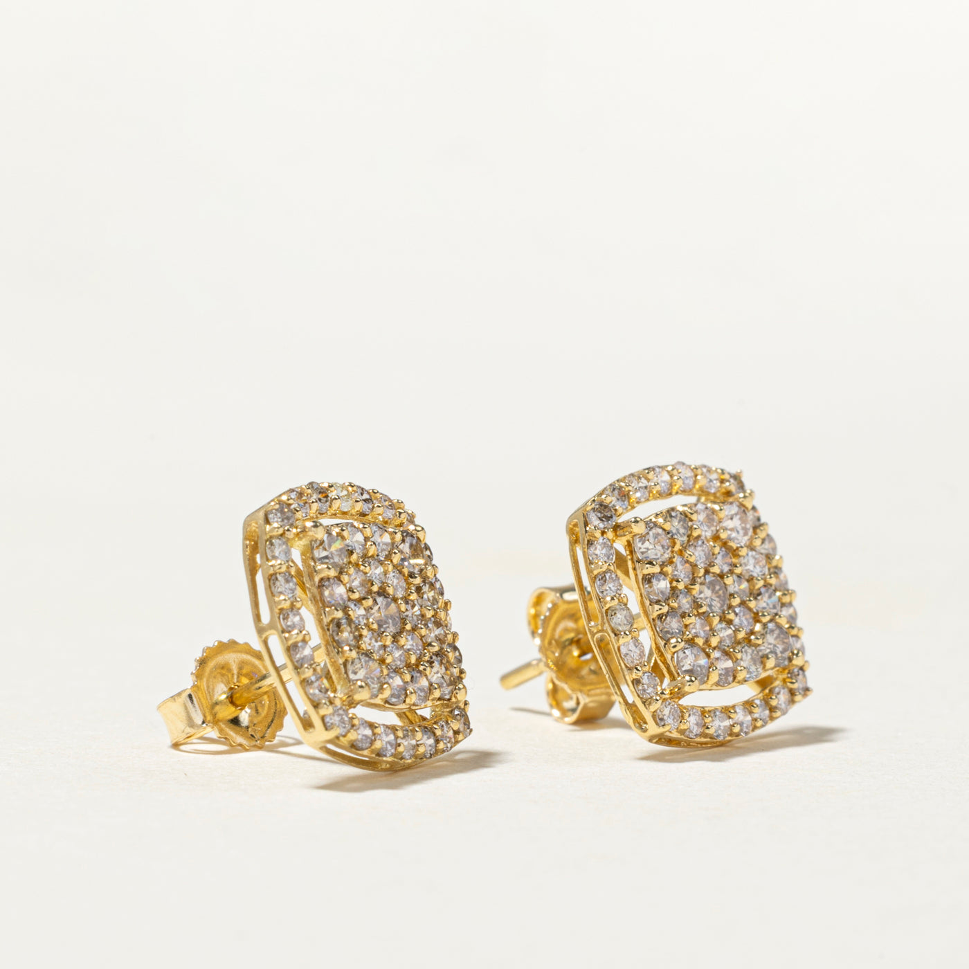 Diamond Cluster Halo Stud Earrings | 1.00ctw