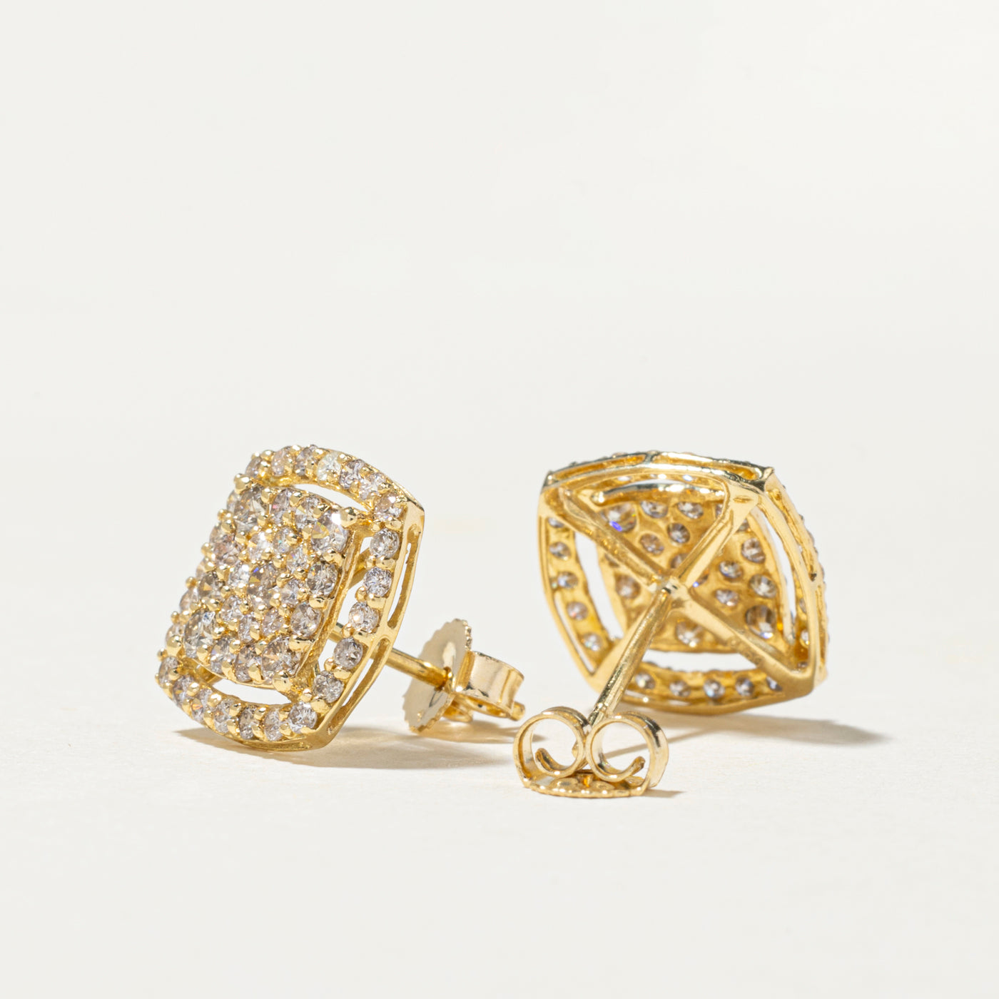 Diamond Cluster Halo Stud Earrings | 1.00ctw