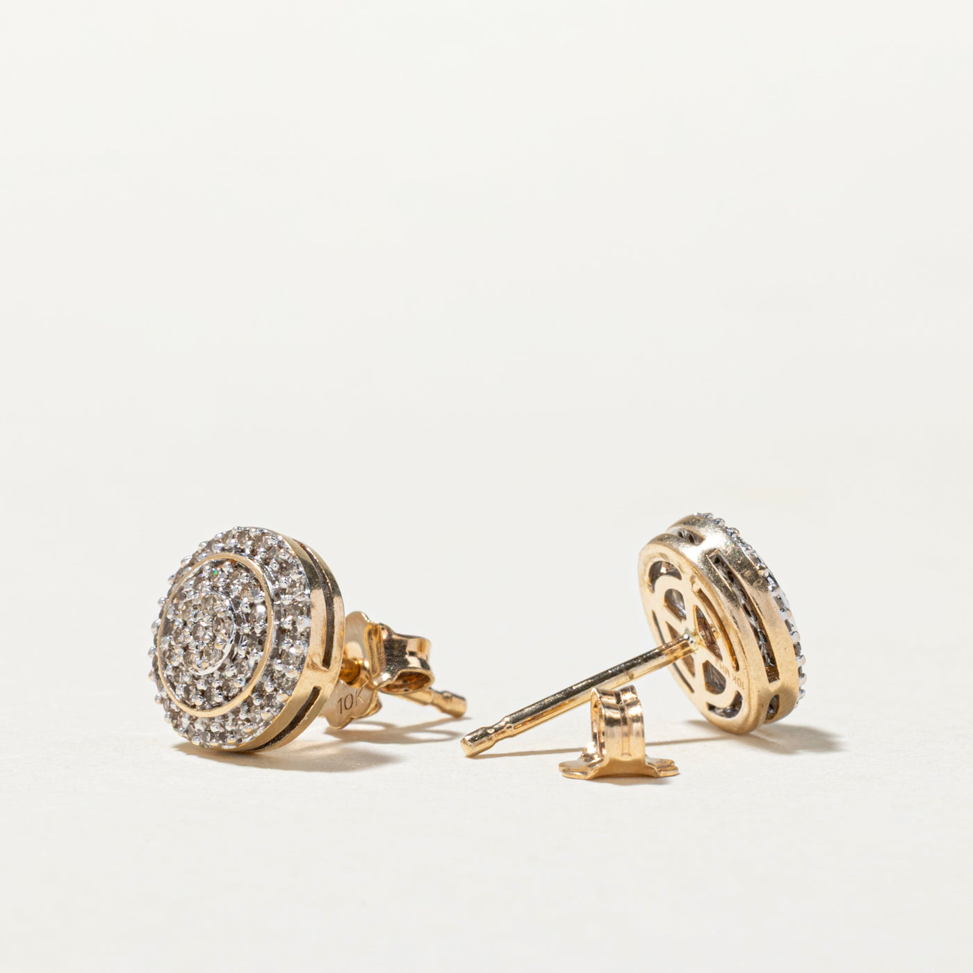 Diamond Cluster Halo Stud Earrings | 0.18ctw
