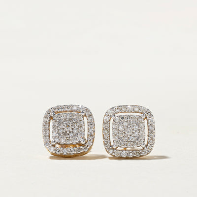 Illusion Set Diamond Halo Stud Earrings | 0.90ctw