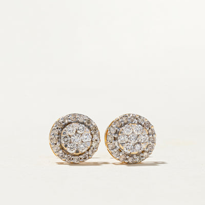 Diamond Round Cluster Stud Earrings | 0.75ctw