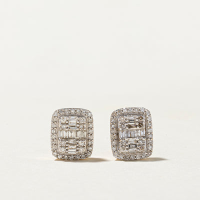 Diamond Rectangle Cluster Stud Earrings | 0.28ctw