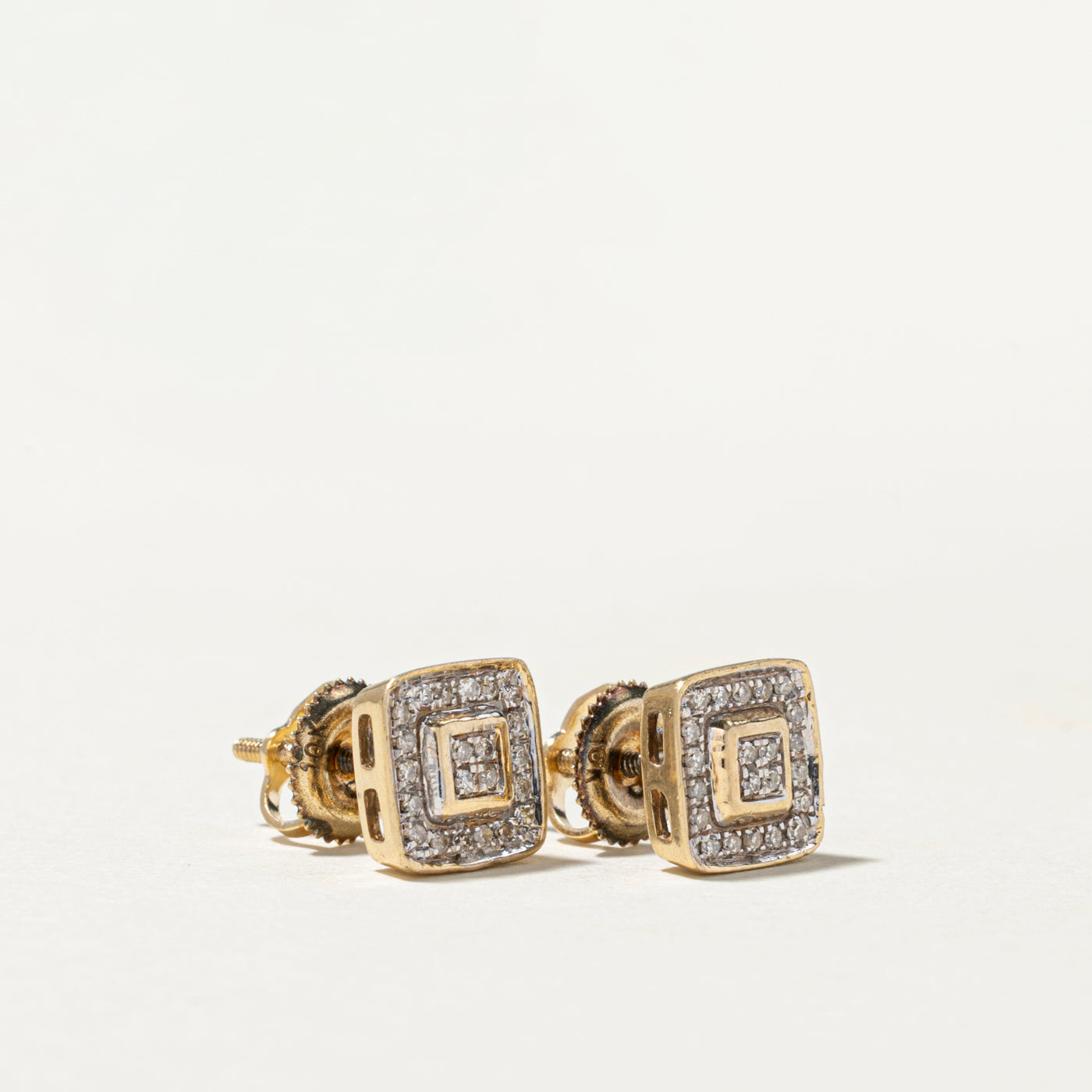 Diamond Square Cluster Stud Earrings | 0.10ctw