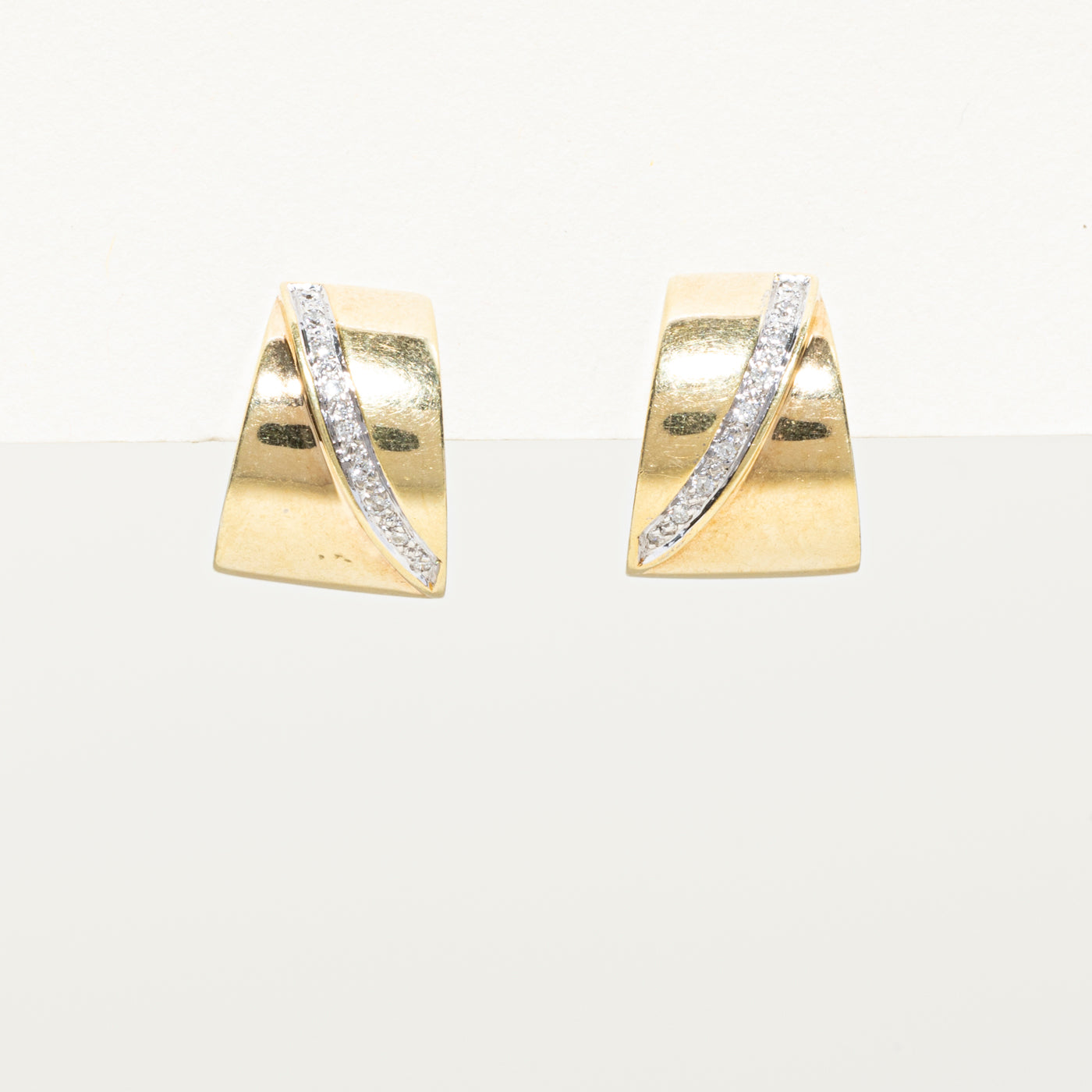 Diagonal Diamond Chunky Huggie Earrings | 0.09ctw