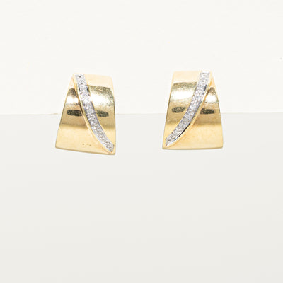 Diagonal Diamond Chunky Huggie Earrings | 0.09ctw