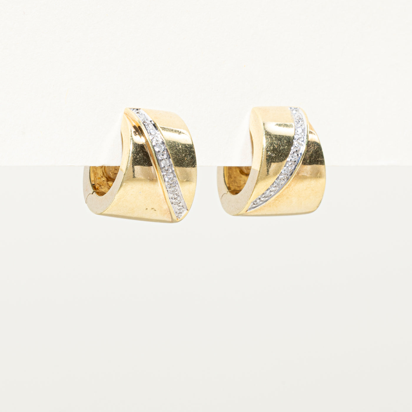Diagonal Diamond Chunky Huggie Earrings | 0.09ctw