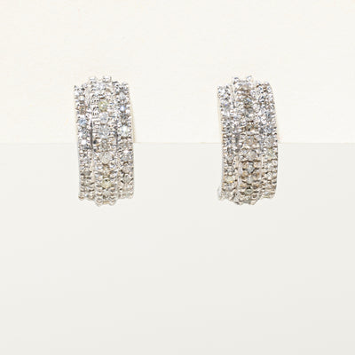 Multi Row Diamond Half Huggie Earrings | 1.10ctw