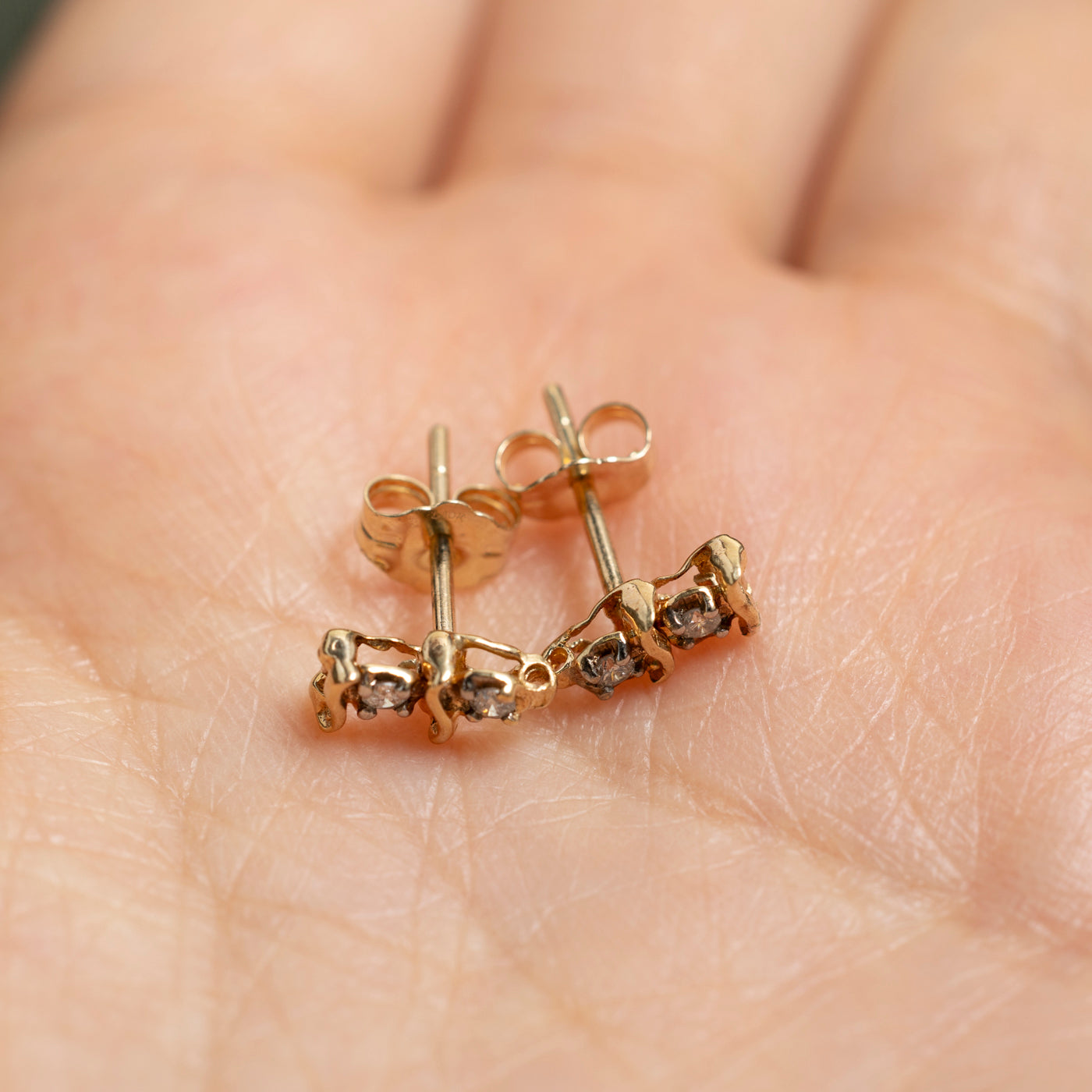 Two Stone Diamond Stud Earrings | 0.08ctw