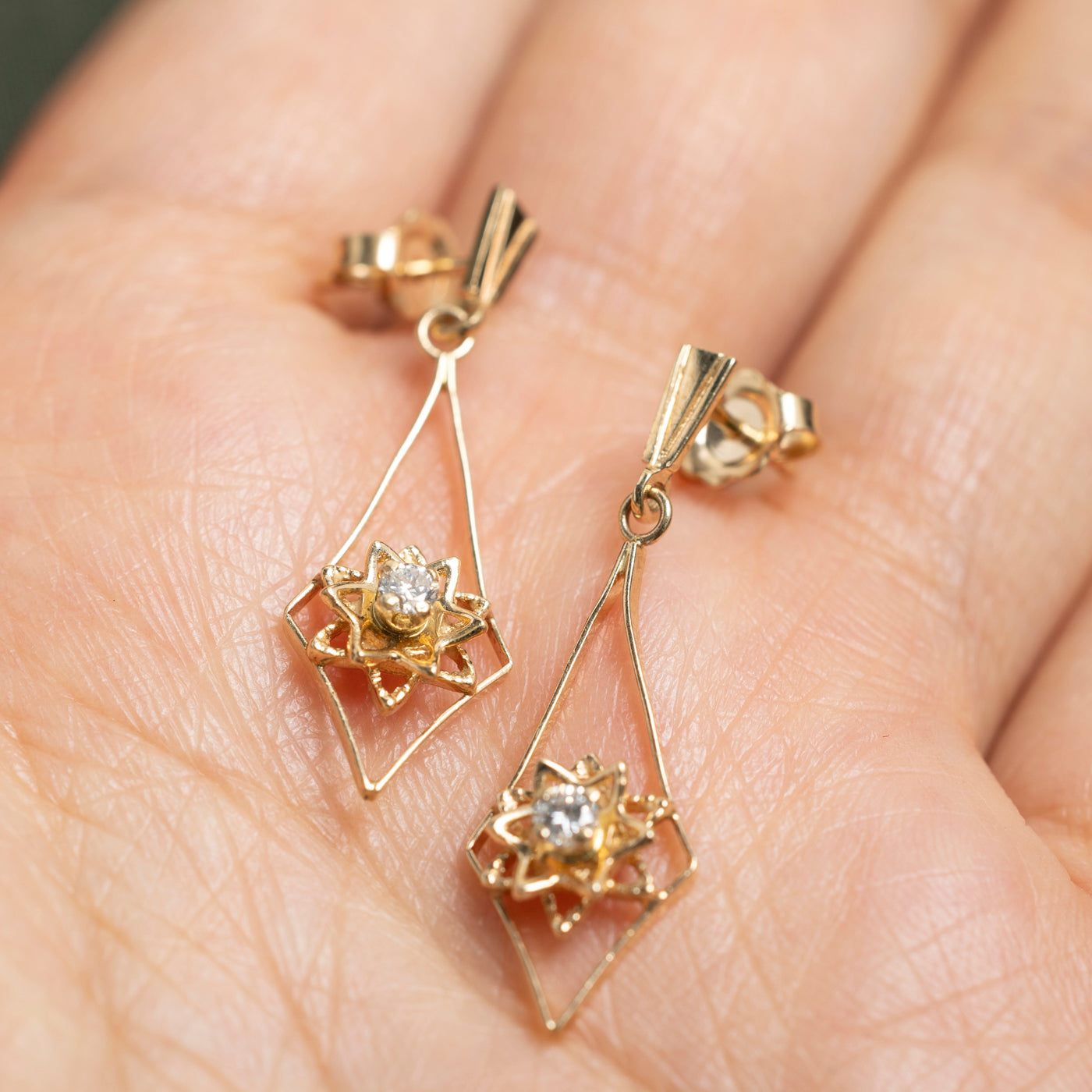 Diamond Flower Drop Earrings | 0.12ctw