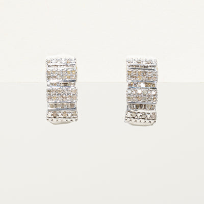 Mixed Cut Diamond Half Huggie Earrings | 0.71ctw