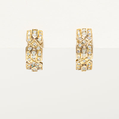 Diamond Cross Over Half Huggie Earrings | 0.52ctw