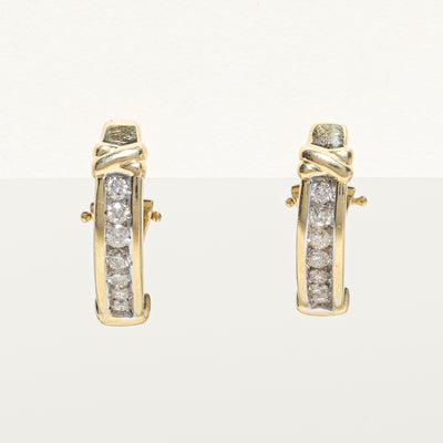Channel Set Diamond Half Huggie Earrings | 0.44ctw