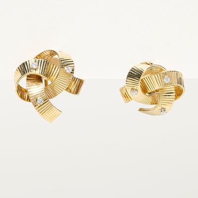 Diamond Fluted Knot Stud Earrings | 0.16ctw