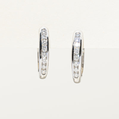Channel Set Diamond Hoop Earrings | 0.48ctw