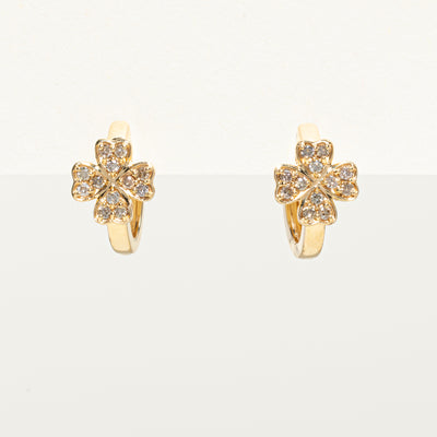 Diamond Four Leaf Clover Huggie Earrings | 0.30ctw