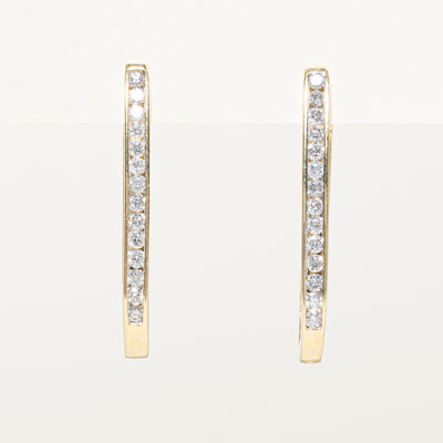 Channel Set Diamond Large Oval Hoop Earrings | 0.84ctw