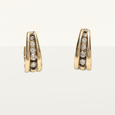 Channel Set Diamond Huggie Earrings | 0.30ctw