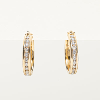Channel Set Diamond Hoop Earrings | 0.72ctw