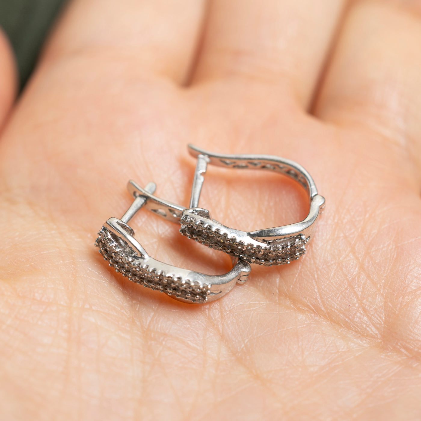 Diamond Cross Over Huggie Earrings | 0.20ctw